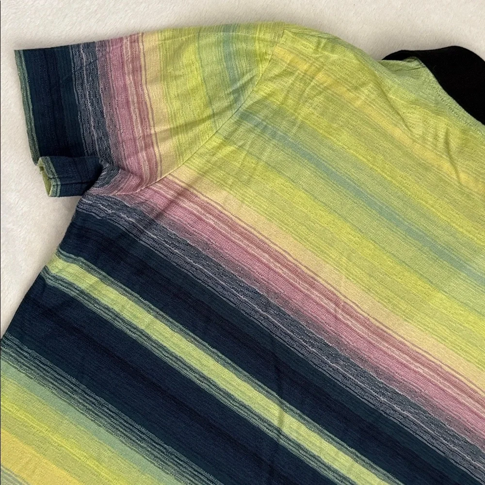 Paul Smith | V-Neck Contrast Collar Striped Cotton T-Shirt Made in Italy (M) - Picture 11 of 15